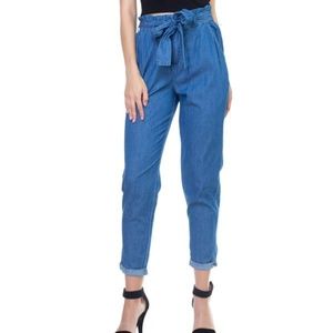 New Women's Blue Chambray Denim Pants